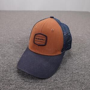 Subaru Hat Cap Strap Back Mens One Size Blue Mesh Trucker Brown Patch Baseball